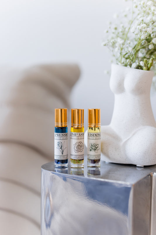 crystal and herb infused essential oil rollers