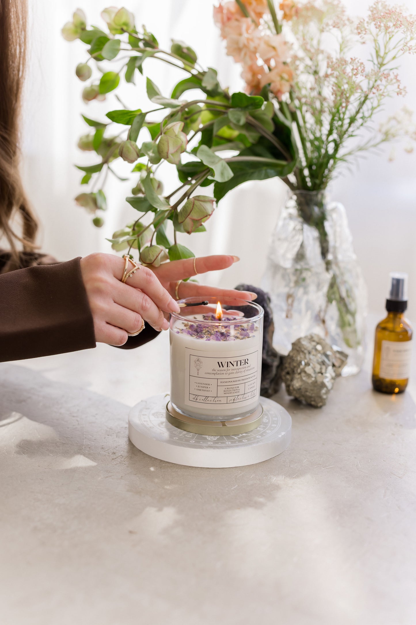 crystal and herb infused candles